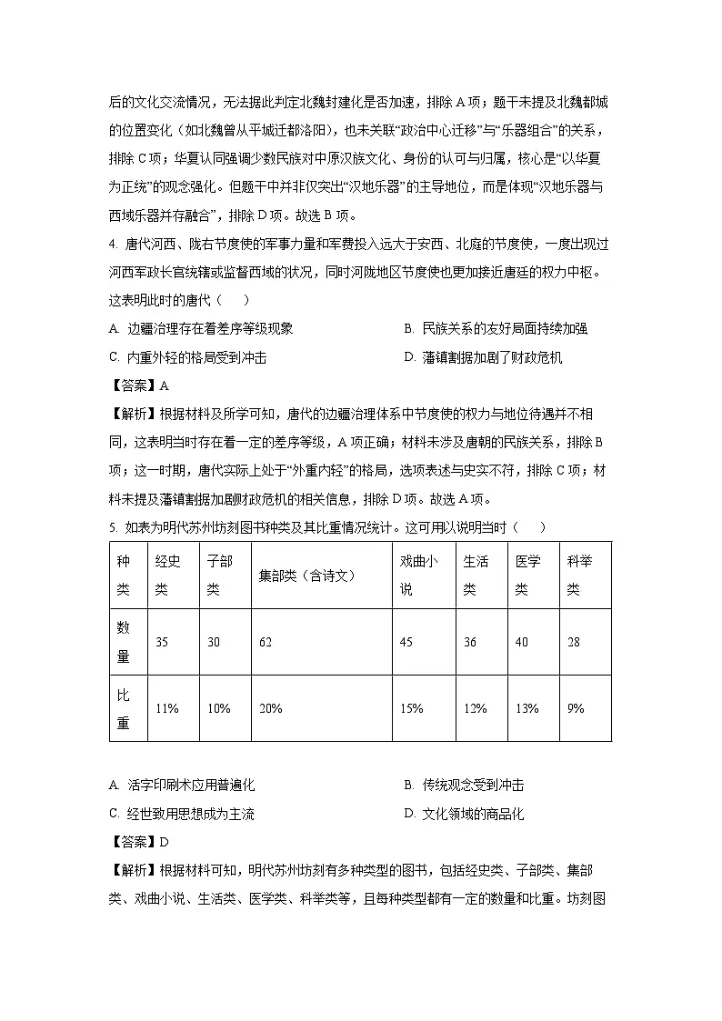 安徽省A10联盟2025-2026学年高三上学期8月底学情调研历史试题(解析版)第3页