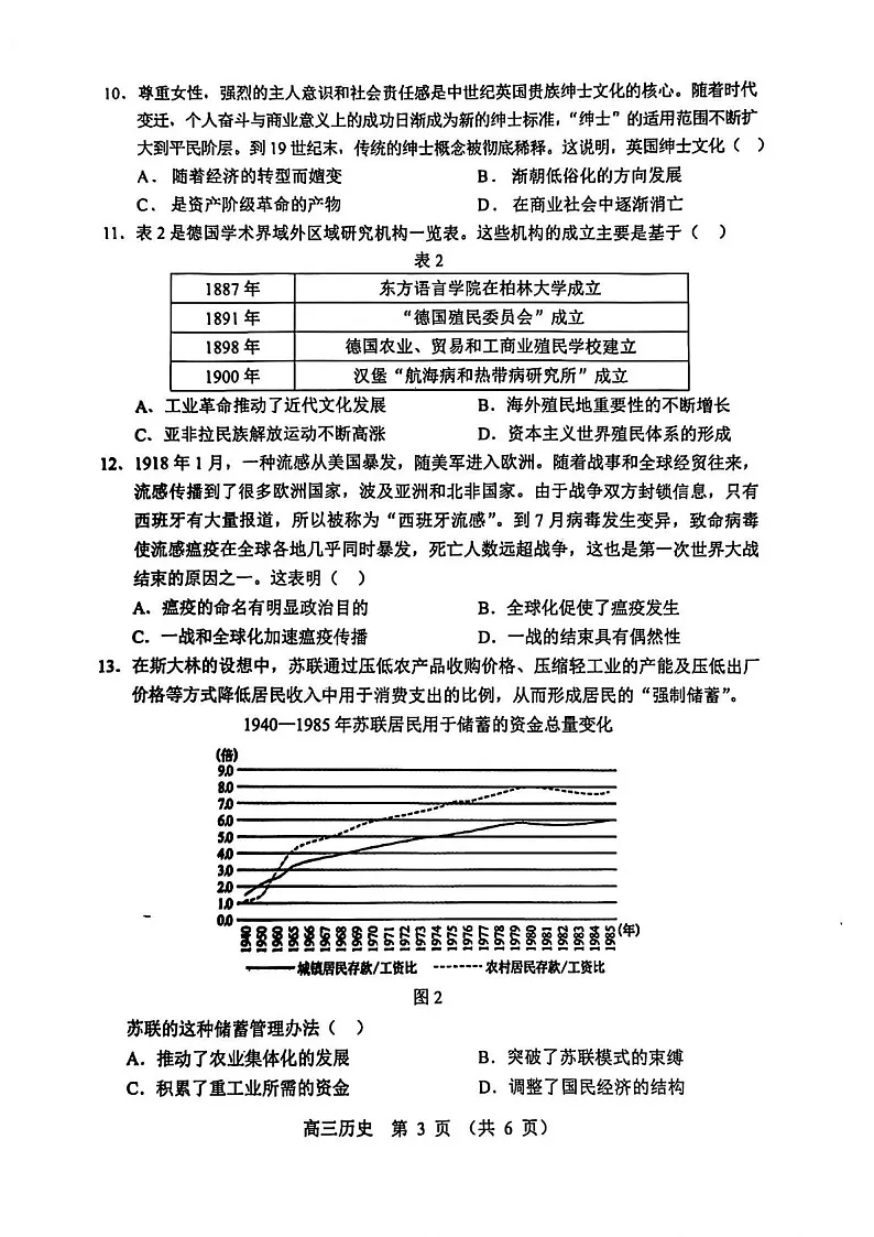 2025届辽宁省沈阳市郊联体高三下学期11月期中考-历史试卷(含答案)第3页