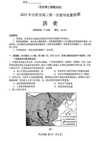 安徽省合肥市2025届高三上学期第一次教学质量检测-历史试题（含答案）