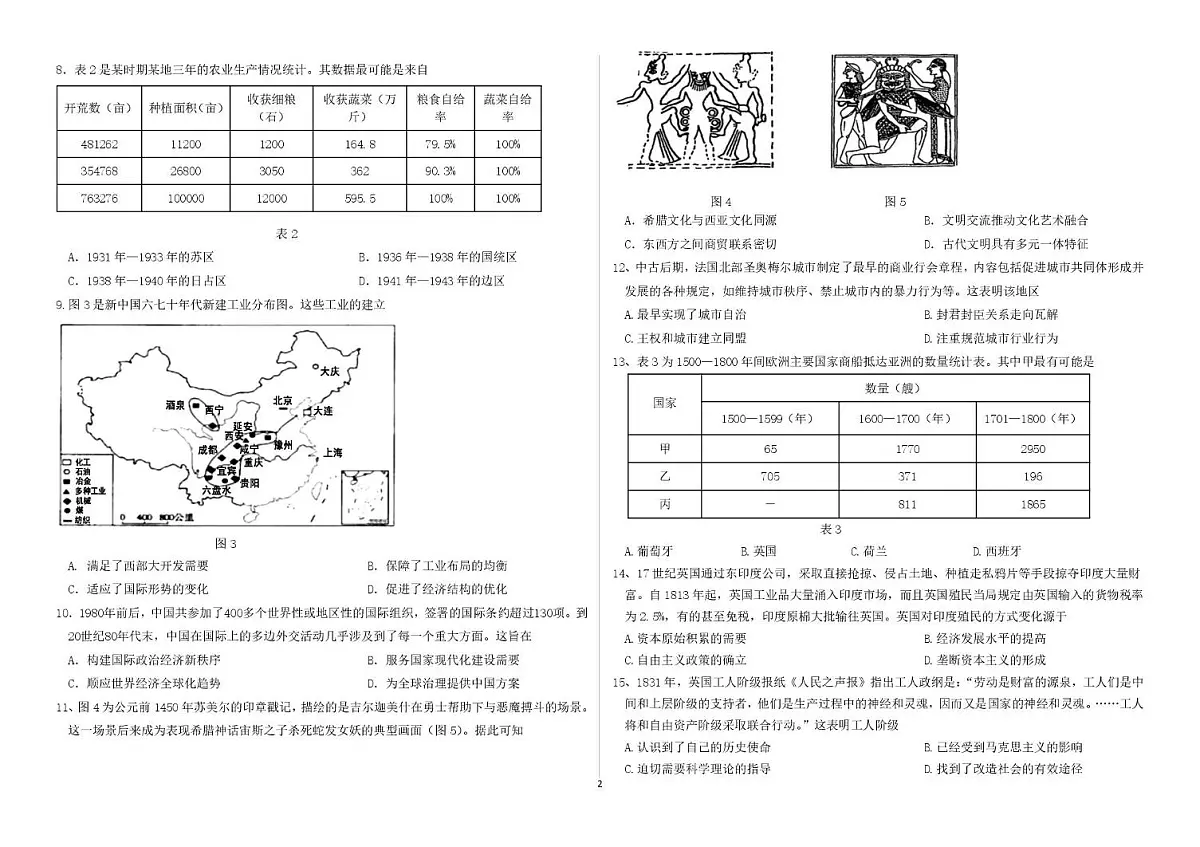 山东省德州市2026届高三上学期9月校际联考(一)历史试卷(PDF版附答案)第2页