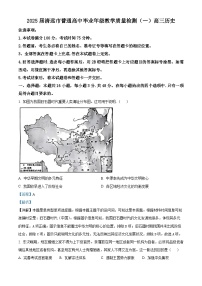 广东省清远市2024-2025学年高三上学期10月教学质量检测（一）历史试题及答案
