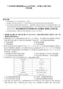 广东省深圳市盟校联盟2024-2025学年高一上学期11月期中考试 历史 试卷含解析