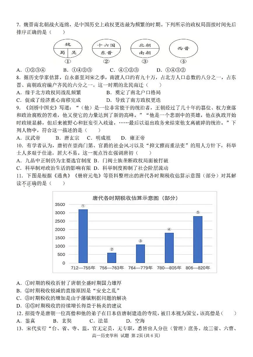 浙江省温州新力量联盟2024-2025学年高一上学期期中联考历史学科试题(含答案)第2页