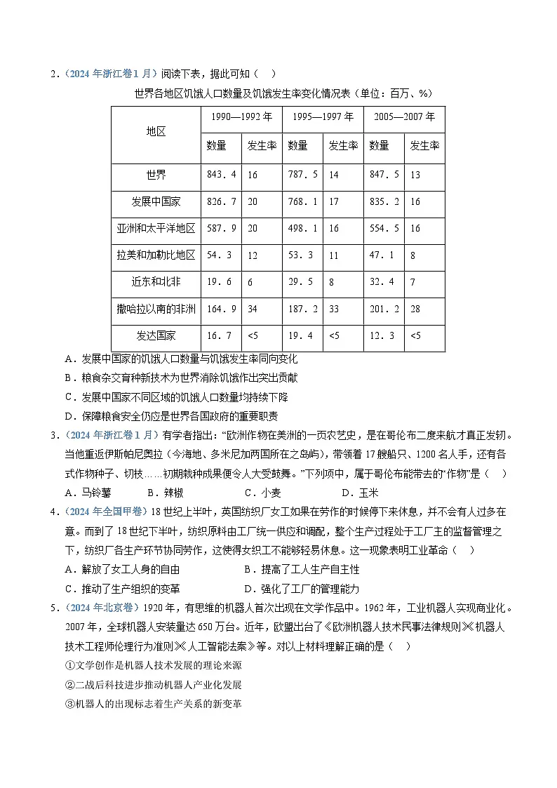 专题20 选择性必修二:经济与社会生活(全国通用)(原卷版)五年(2021-2025)高考历史真题分类汇编(全国通用)第2页