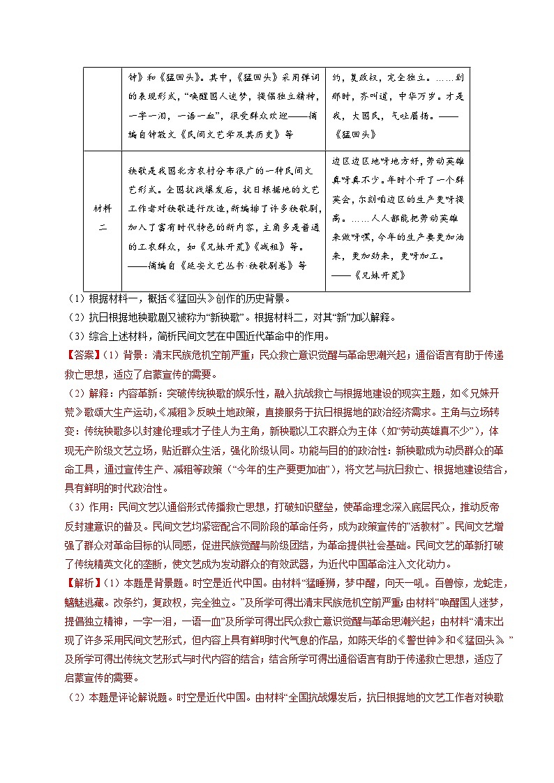 专题23 中国近现代史(材料分析题、观点论述题)(全国通用)(解析版)五年(2021-2025)高考历史真题分类汇编(全国通用)第2页
