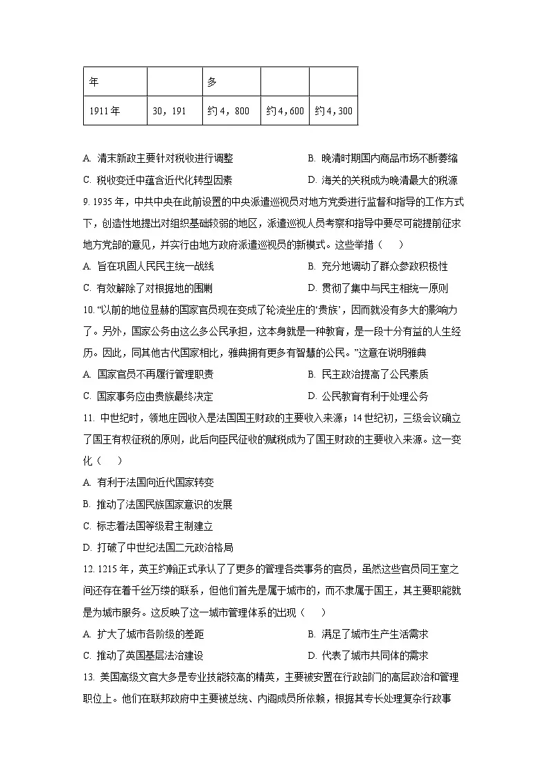 海南省海口市某校2025-2026学年高二上学期第一次月考历史试卷(学生版)第3页