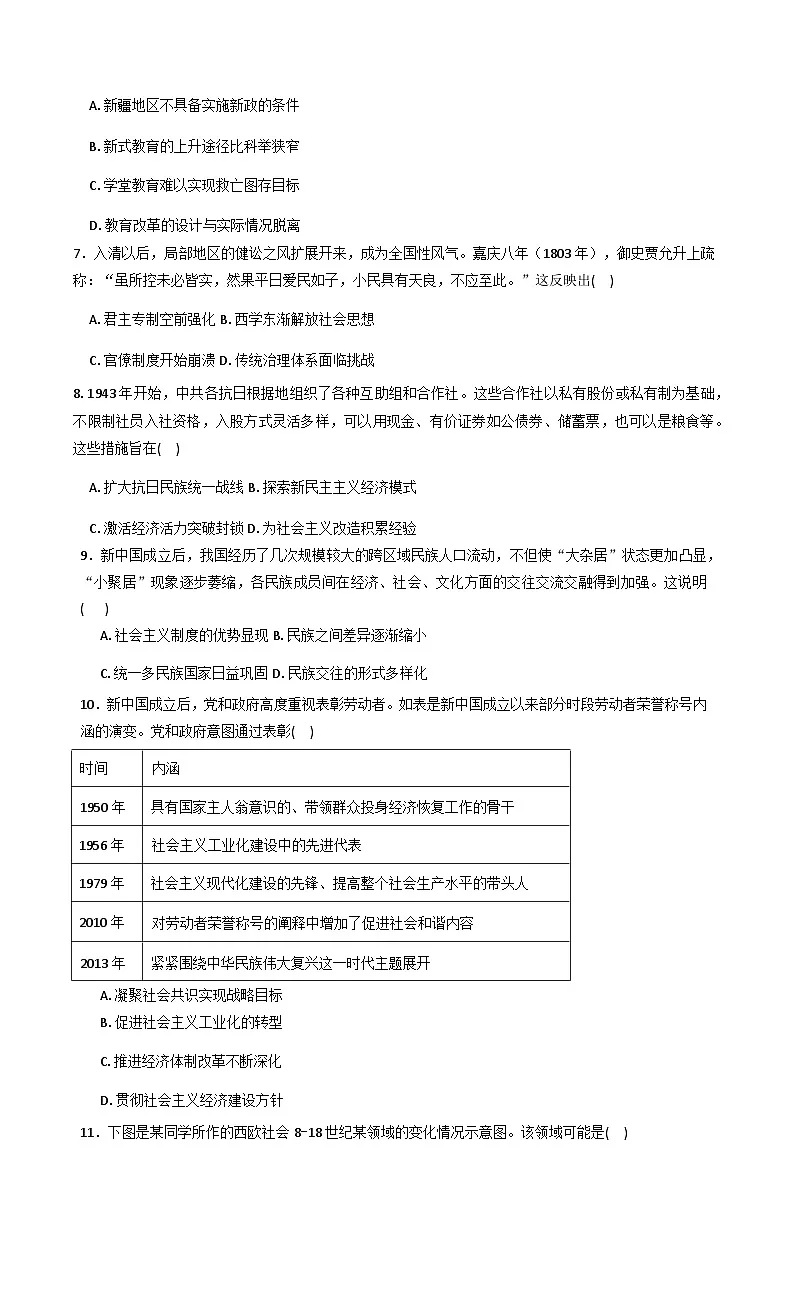 云南省迪庆藏族自治州藏文中学2025—2026学年度高二上学期期中考试历史试题(含答案)第2页