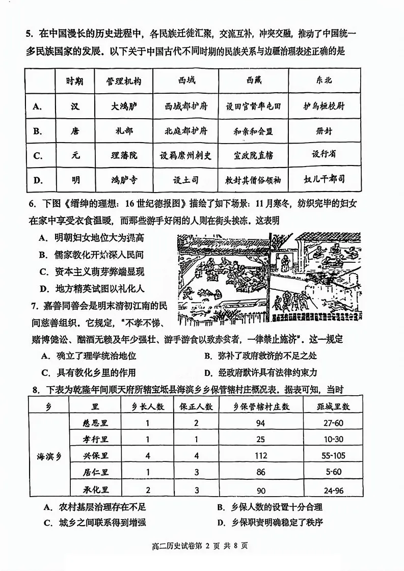 天津市四校2024-2025学年高二上学期期末联考历史试卷第2页