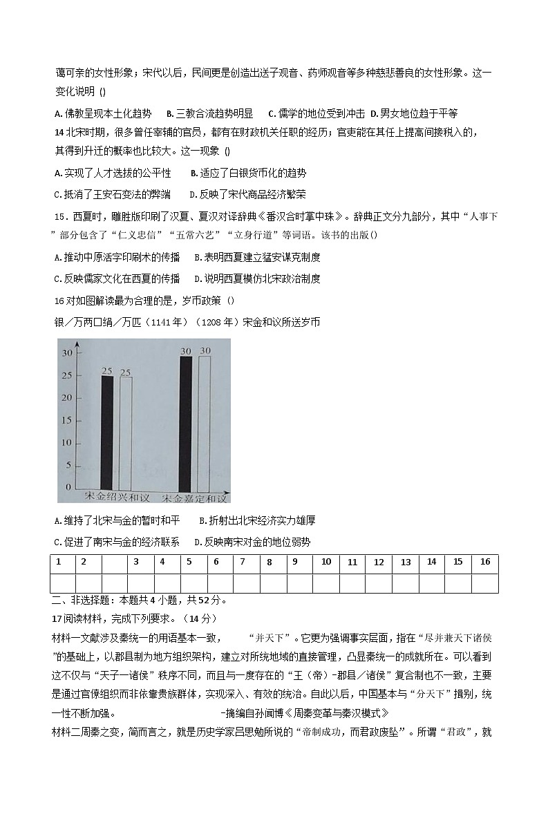 云南省昭通市盐津县第二中学2025-2026学年高一上学期第二次月考历史试题(含解析)第3页