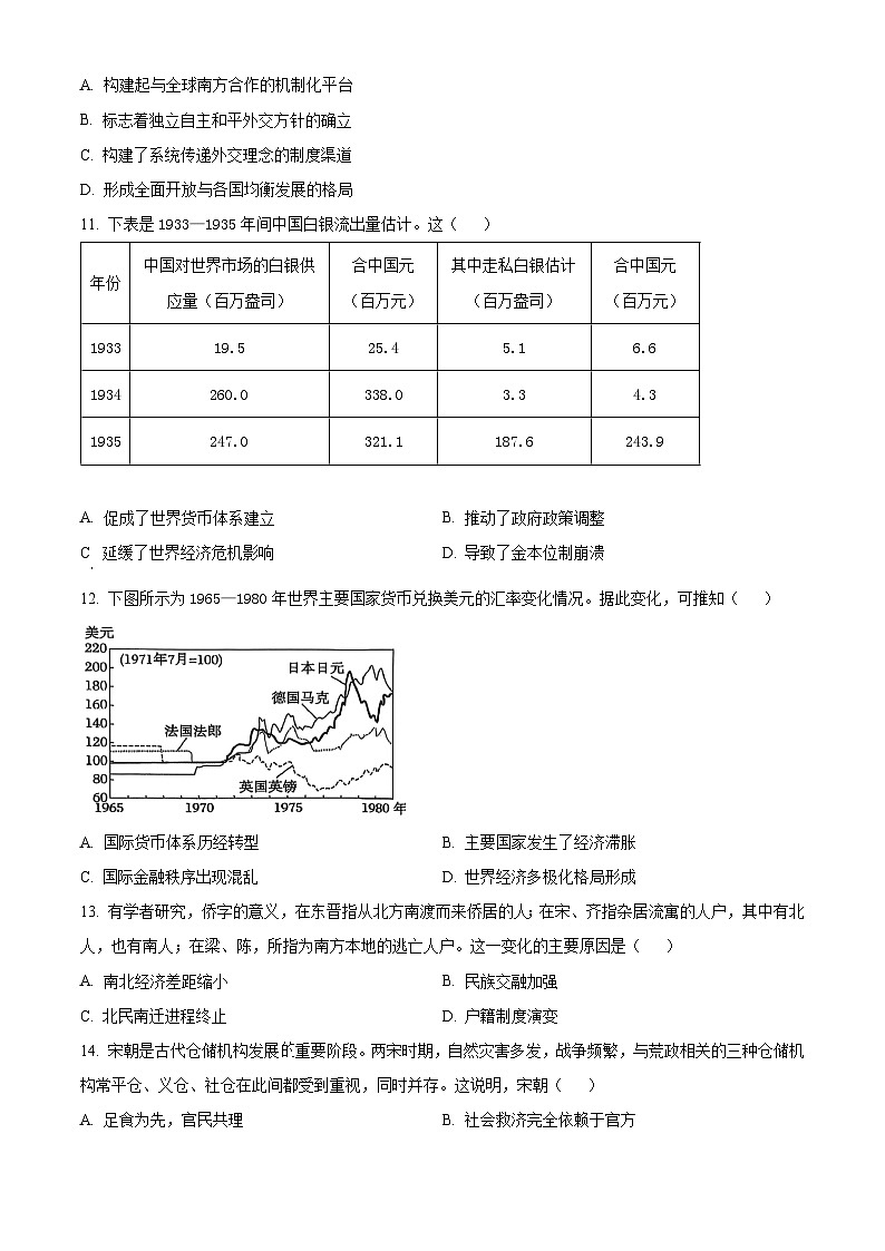 河南新乡市2025-2026学年高二上学期教学目标测评历史试题(原卷版)第3页