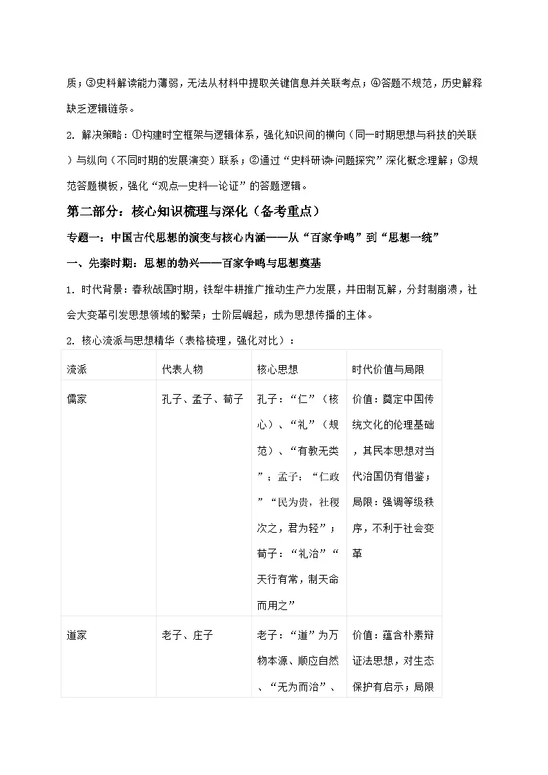 2026届高考历史二轮复习教案:中国古代思想文化与科技文明第2页