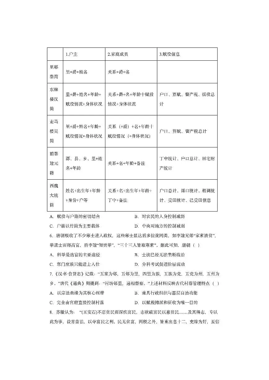 天津市西青区杨柳青第一中学2025-2026学年高二上学期期中考试历史试卷第2页