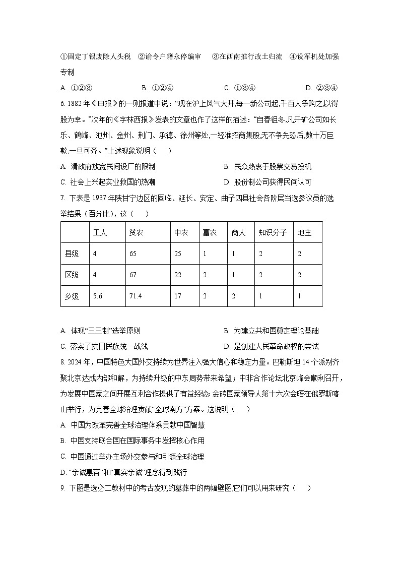 浙江省绍兴市诸暨市2024-2025学年高二上学期期末检测历史试卷(学生版)第2页