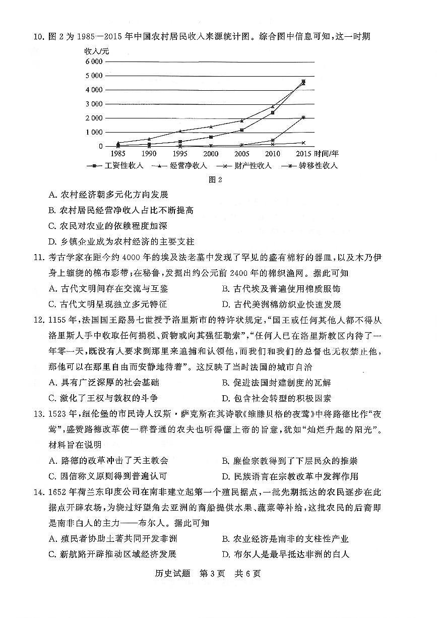 扫描件_湖北历史高三年级12月检测训练第3页