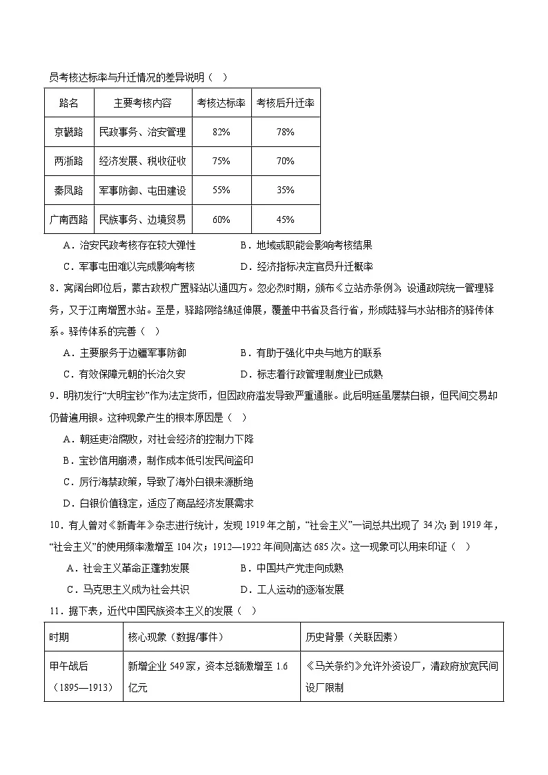 河北省石家庄市第一中学2025-2026学年高二上学期期中考试历史试题(Word版附答案)第2页