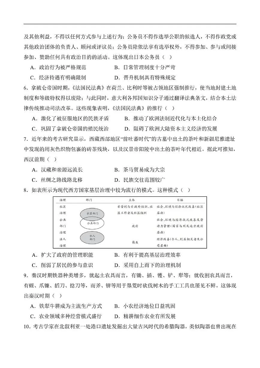 2025-2026学年河南省商丘市宁陵县高级中学高二上学期第二次月考历史试题(有答案)第2页