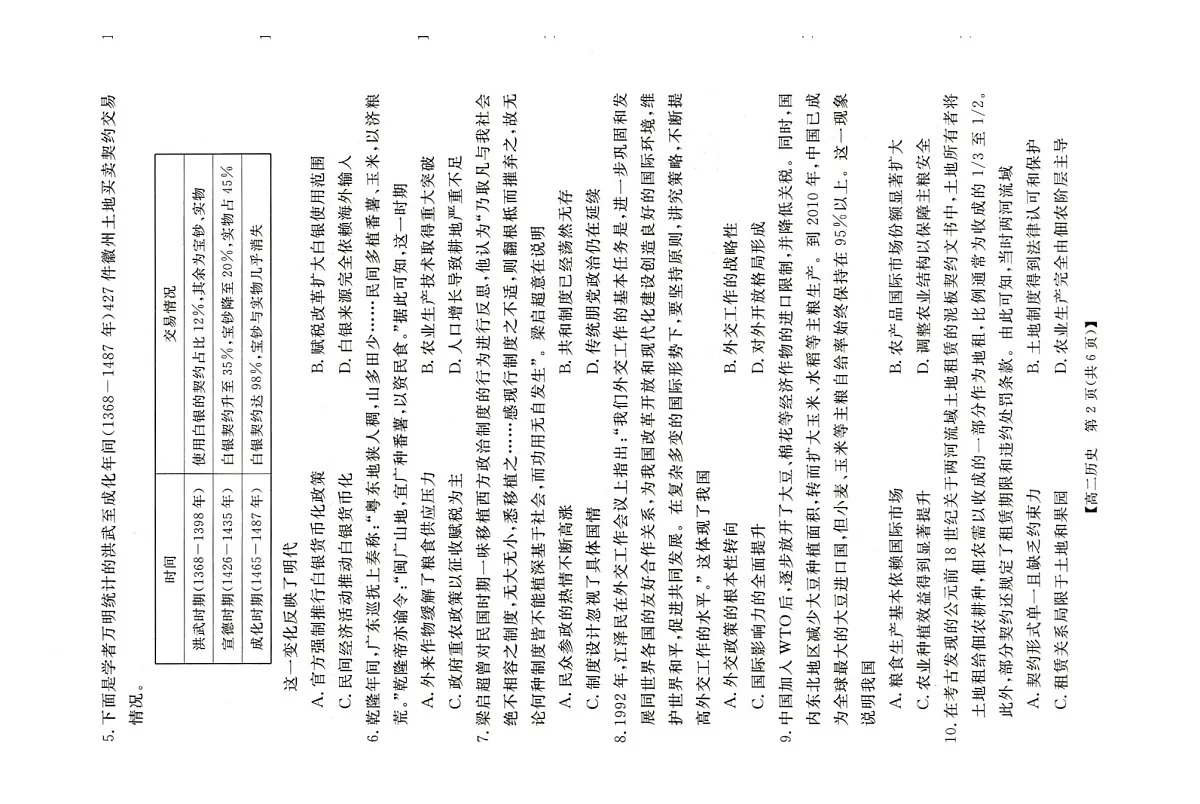 河南省周口市重点高中2025-2026学年高二上学期1月月考历史试题第2页