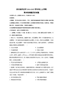 2024-2025学年四川省内江市高二上学期期末检测题历史试卷（学生版）