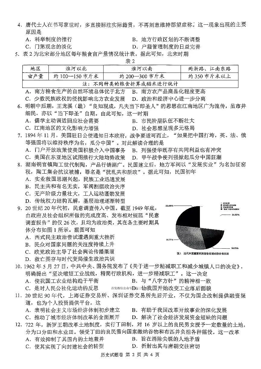2026届株洲高考一模历史试题及答案第2页