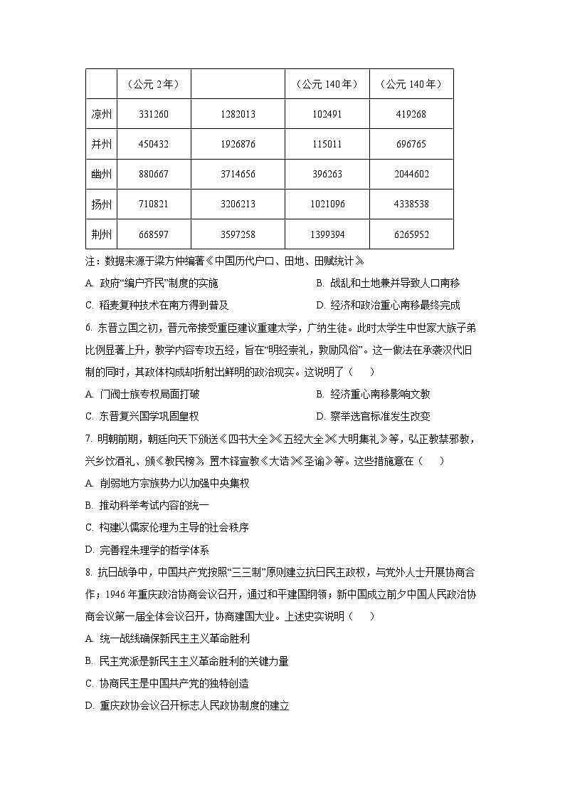 【历史】甘肃省陇南市西和县第二中学、第三中学、成名高级中学2025-2026学年高二上学期期末考试试题(学生版)第2页