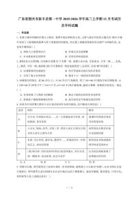 广东省韶关市新丰县第一中学2025-2026学年高三上册12月考试历史学科试卷（含答案）