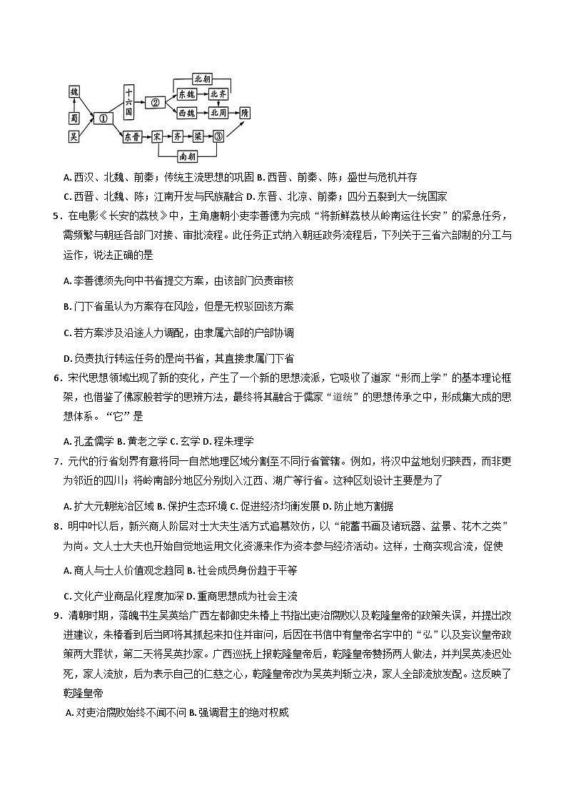 2025—2026学年度贵州省毕节市黔西市高一上学期期末教学质量检测历史试题(含答案及解析)第2页