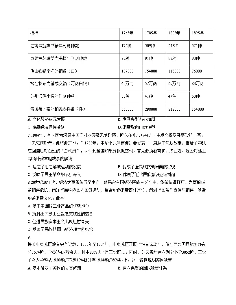 重庆市育才中学校2025_2026学年高三上学期12月月考历史(文字版,含答案)第3页