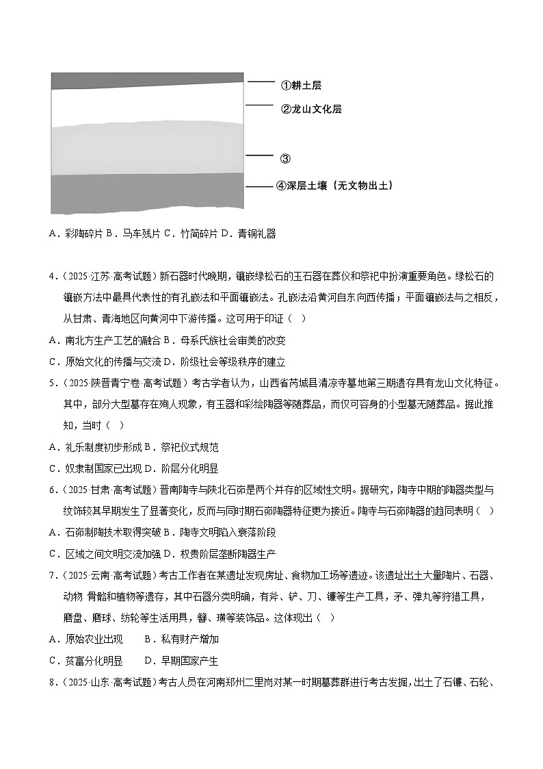 2025年高考历史试题分类汇编 专题01 中国古代史·选择题(先秦-魏晋)第2页