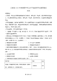 2026届云南省普通高中学业水平选择性考试调研测试历史试题含答案