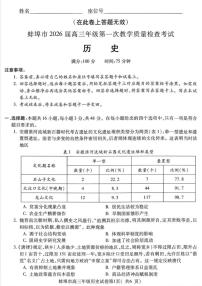安徽省蚌埠市2026届高三上学期高考一模教学质量检查考试历史试题（含答案）