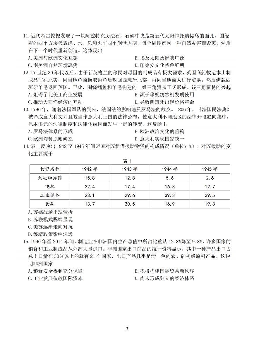 【历史卷+解析】南通四模2025第3页