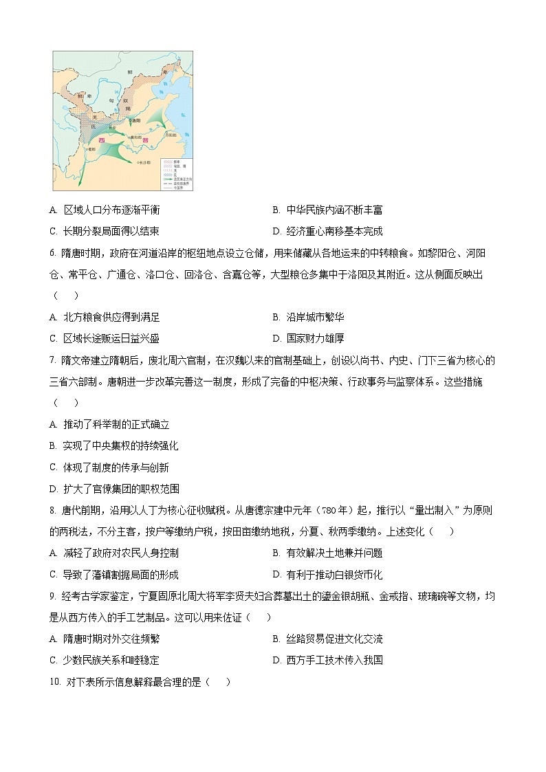 广东湛江市2025-2026学年第一学期期末调研测试高一历史试卷(试卷+解析)第2页