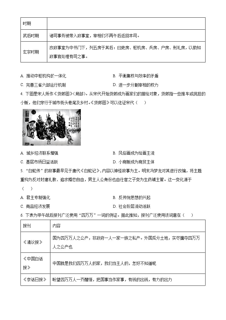 2026届湖南省长沙市高三上学期第一次模拟考试历史试题 Word版无答案第2页