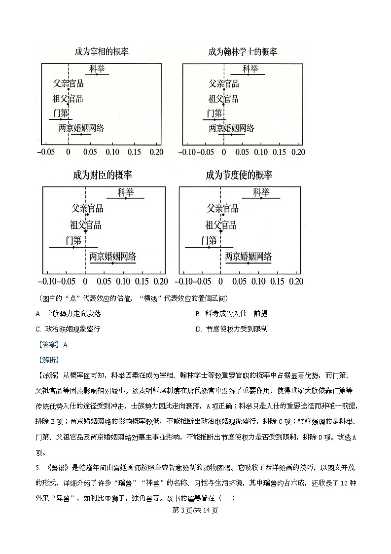 2026届安徽马鞍山市高三上学期第一次教学质量监测历史试卷 Word版含解析第3页