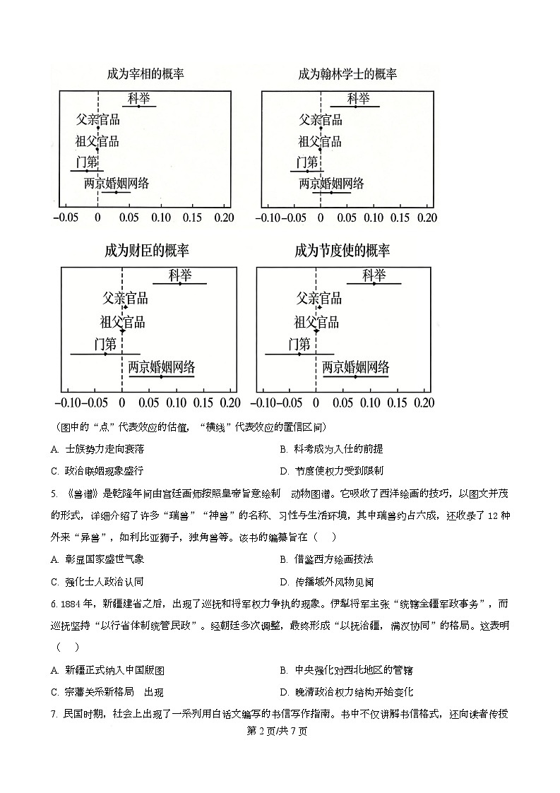 2026届安徽马鞍山市高三上学期第一次教学质量监测历史试卷 Word版无答案第2页