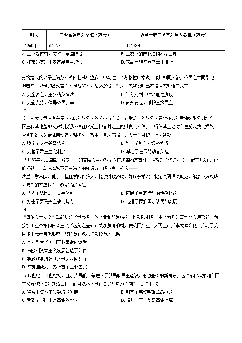 湖南省部分学校2025_2026学年高二上学期12月月考历史试题(文字版,含答案)第3页