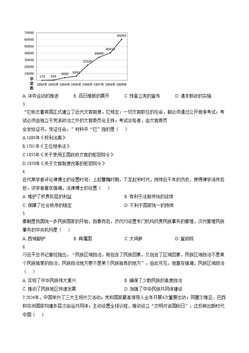 新纪元云贵发展中心2025_2026学年高二上学期第三次月考历史试题(文字版,含答案)第2页