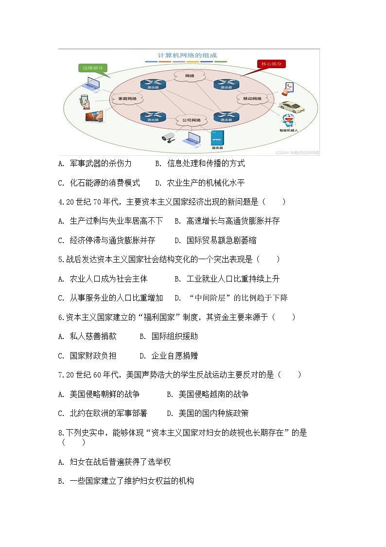 中外历史纲要(下)课后精练试题 第八单元“第19课 资本主义国家的新变化(原卷版)第2页