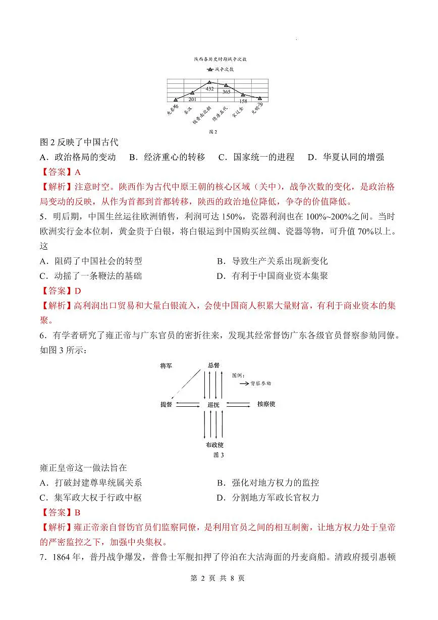 2026年汕头市普通高考第一次模拟考试 历史答案第2页
