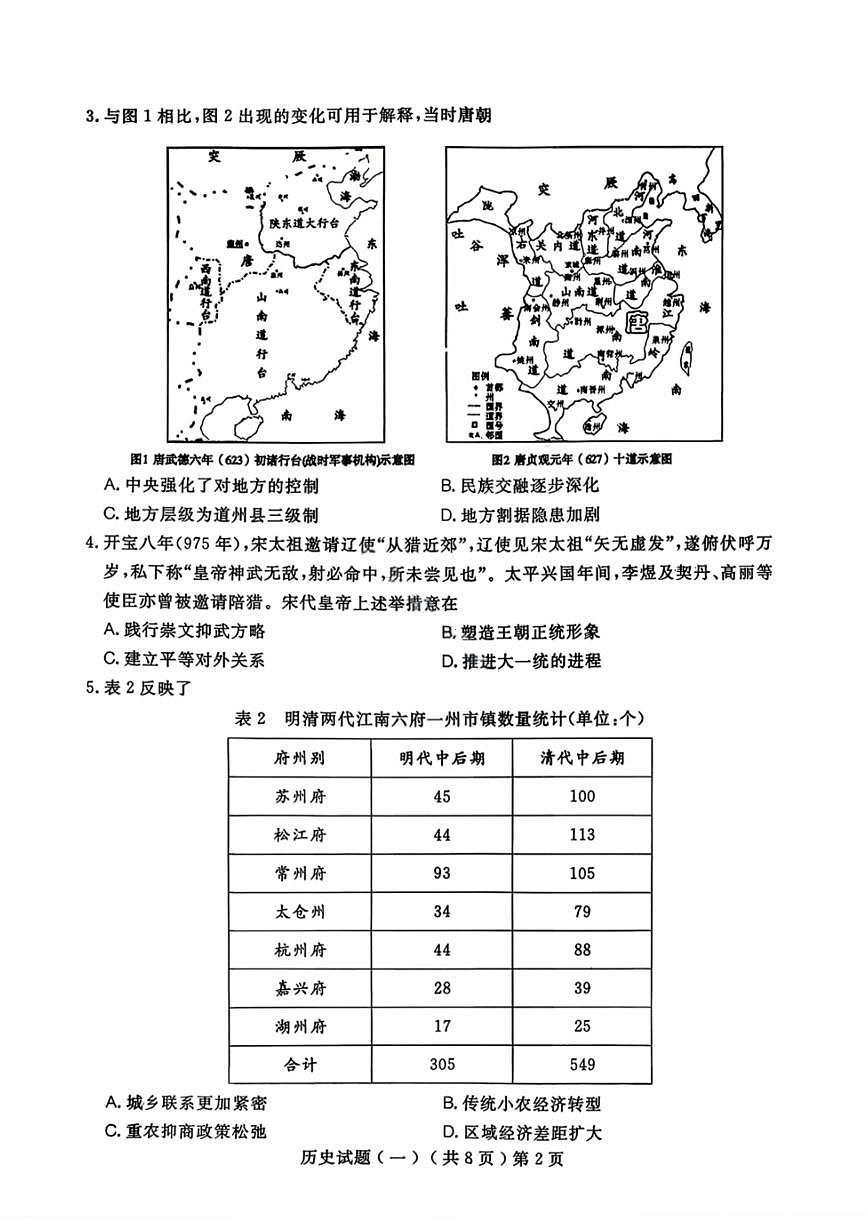2026届山东聊城市下学期高三一模 历史试题及答案第2页