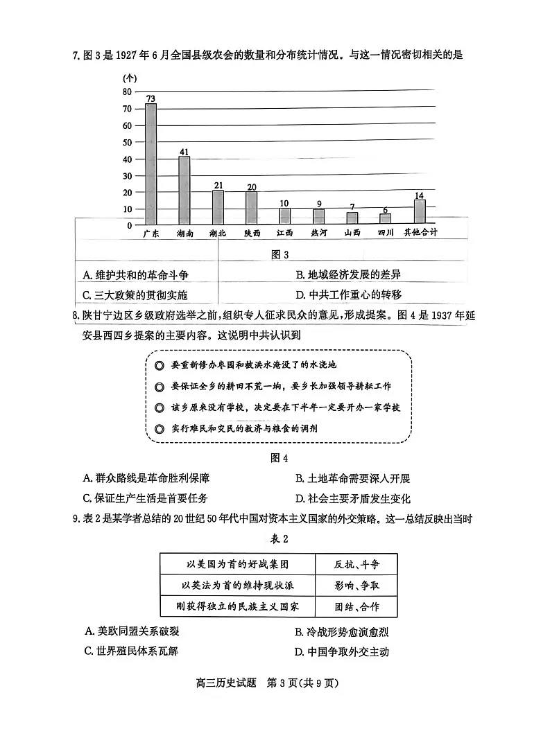 山东省滨州市2026届高三下学期高考一模历史试卷第3页