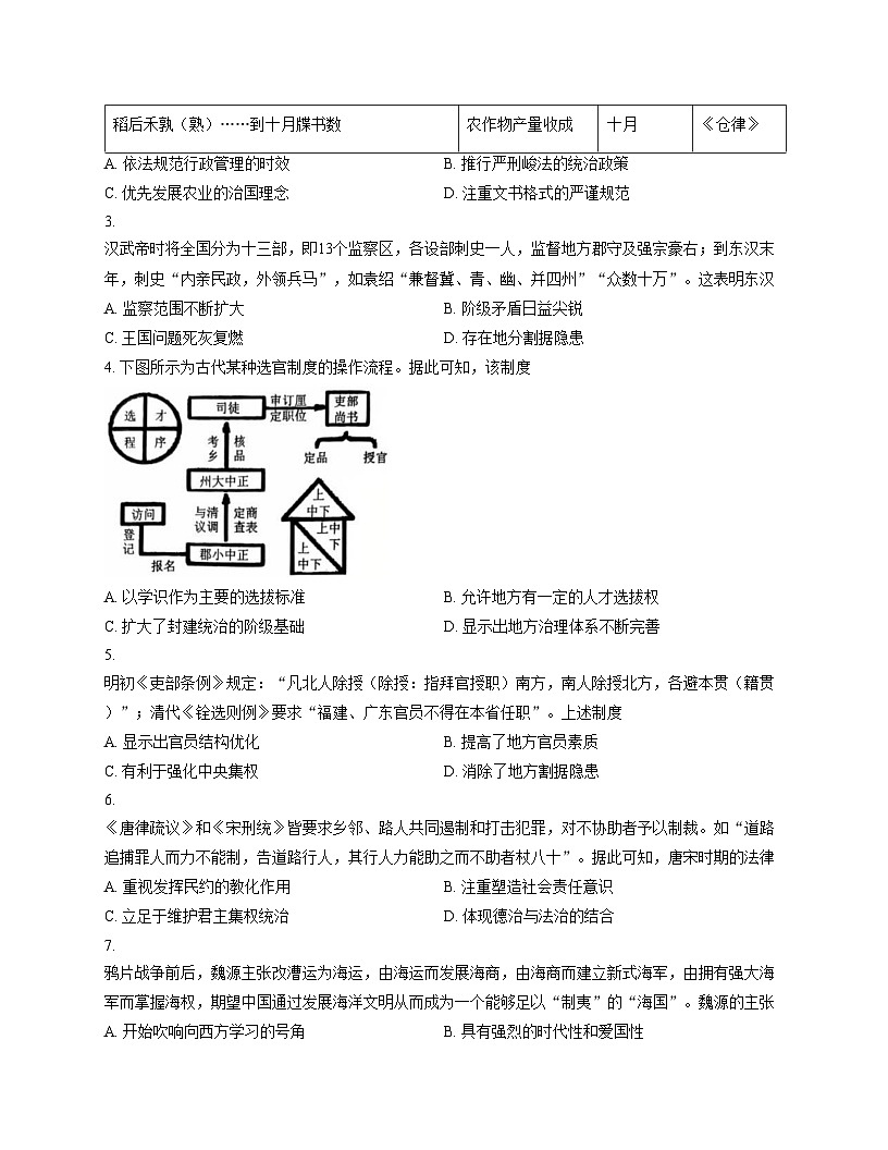 陕西省安康市2025_2026学年高二上学期期中考试历史试题(文字版 含答案)第2页