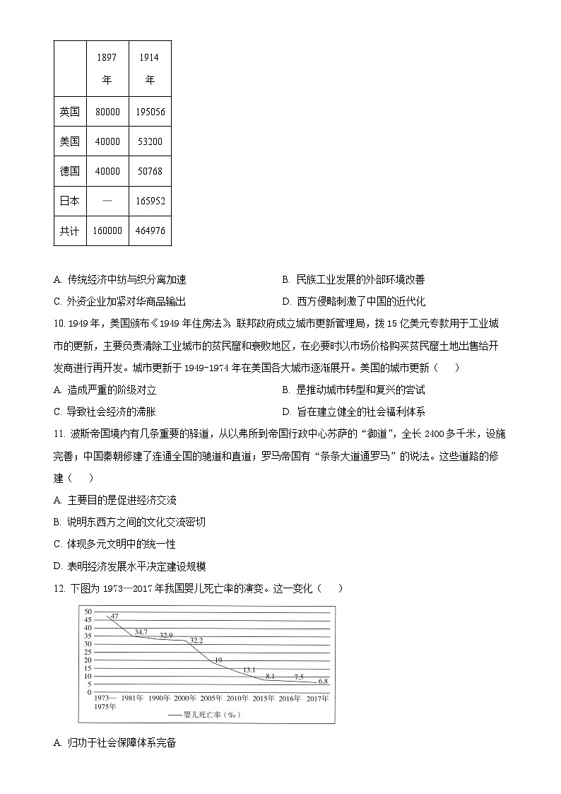 广东省茂名市第一次校际考试高二下学期3月月考历史试题-A4第3页