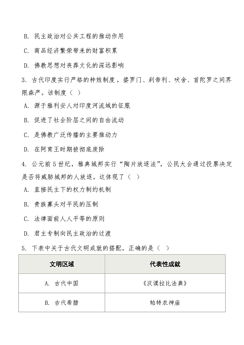 高一下学期3月阶段检测历史试题第2页