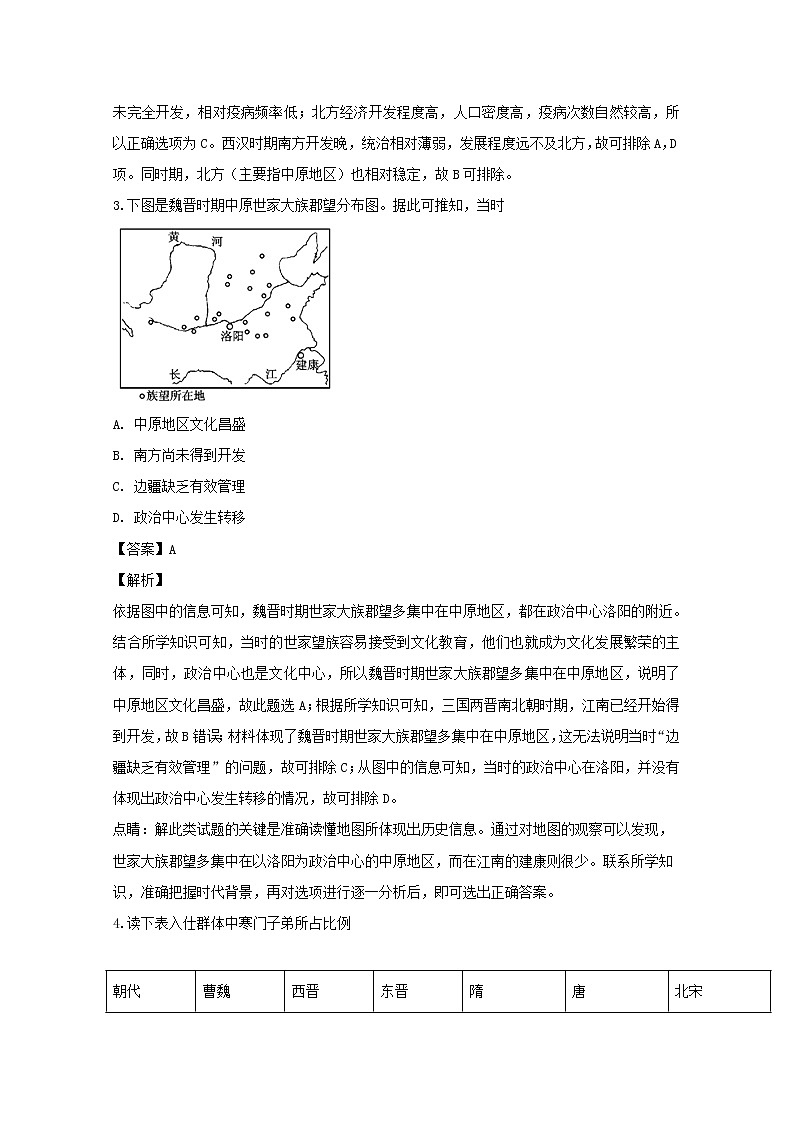 四川省南充市阆中中学2020届高三上学期期中考试(11月)文科综合历史试题02