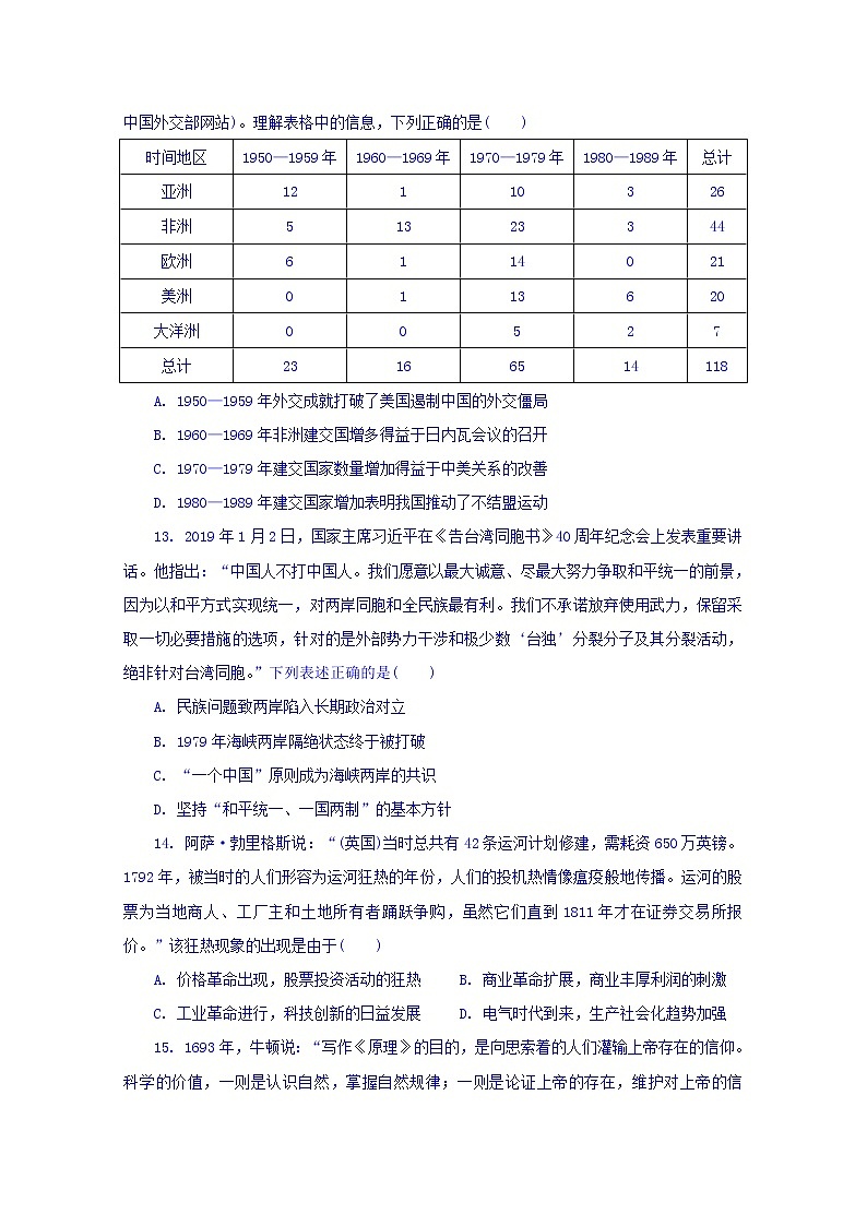 江苏省苏州市实验学校2020届高三上学期模拟考试(一)历史试卷03