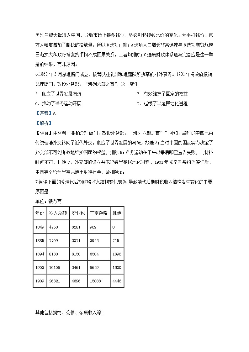 山东省临沂市平邑县第一中学2020届高三第九次调研考试历史试题03