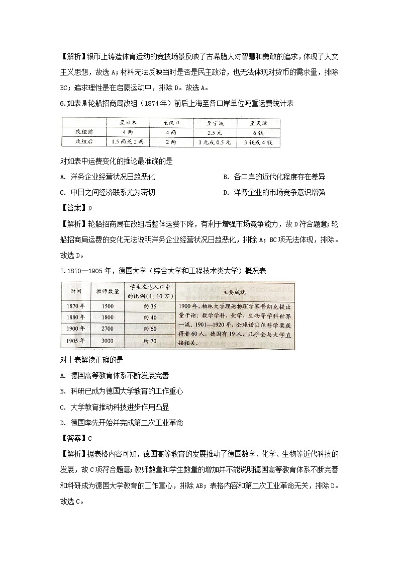 【历史】内蒙古乌兰察布市集宁一中2019-2020学年高二下学期第二次月考试题(解析版)03