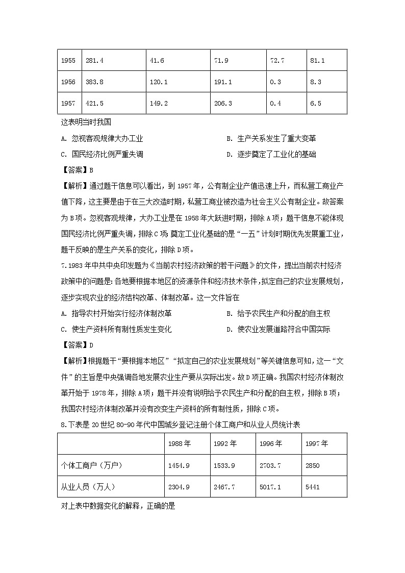 【历史】江苏省启东市2018-2019学年高二下学期期末考试试题(解析版)03