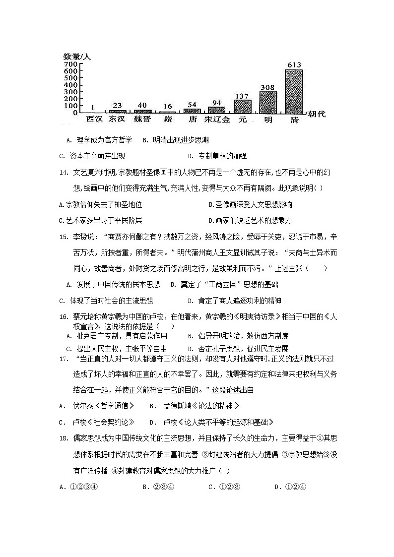 2018-2019学年福建省莆田市第二十四中学高二上学期第一次月考历史试题(Word版)03